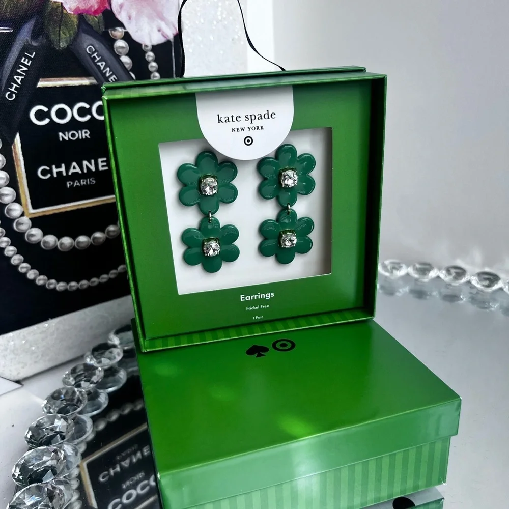 kate spade new york xTarget Green Floral Linear Earrings Limited